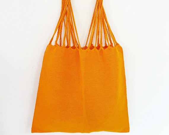 Orange Handloomed Tote, Cotton Tote Bag, Indigenous Made, Boho Tote Bag, Handmade Tote, Etsy Tote, Minimalist | Biulu Artisan Boutique