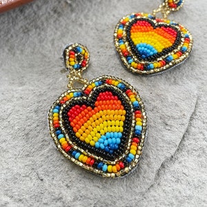Beaded top heart earrings