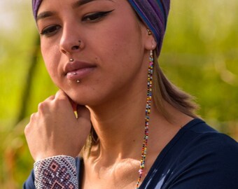 Long Strand Boho Earrings, Minimalist Long Dangle Earrings, Boho Beaded Earrings, Shoulder Duster Earrings | Biulu Artisan Boutique
