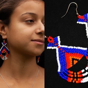 Aztec and Inca Inspired Earrings, Native Beaded Earrings, Native American Earrings, Traditional Beadwork, Tribal Fashion, Native Fashion image 1