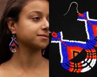 Aztec and Inca Inspired Earrings, Native Beaded Earrings, Native American Earrings, Traditional Beadwork, Tribal Fashion, Native Fashion