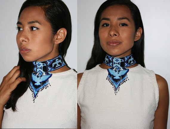 Native Style Choker, Sexy Tribal Choker, Thunderbird Choker, Eagle Choker, Native America Style Beaded Choker, Beaded Choker Necklace