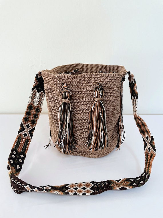 Bohemian Bag, Boho Crossbody Bag, Beige, Book Bag, Boho Bag, Handmade, Indigenous Made, Shoulder Bag, Large Purse | Biulu Artisan Boutique