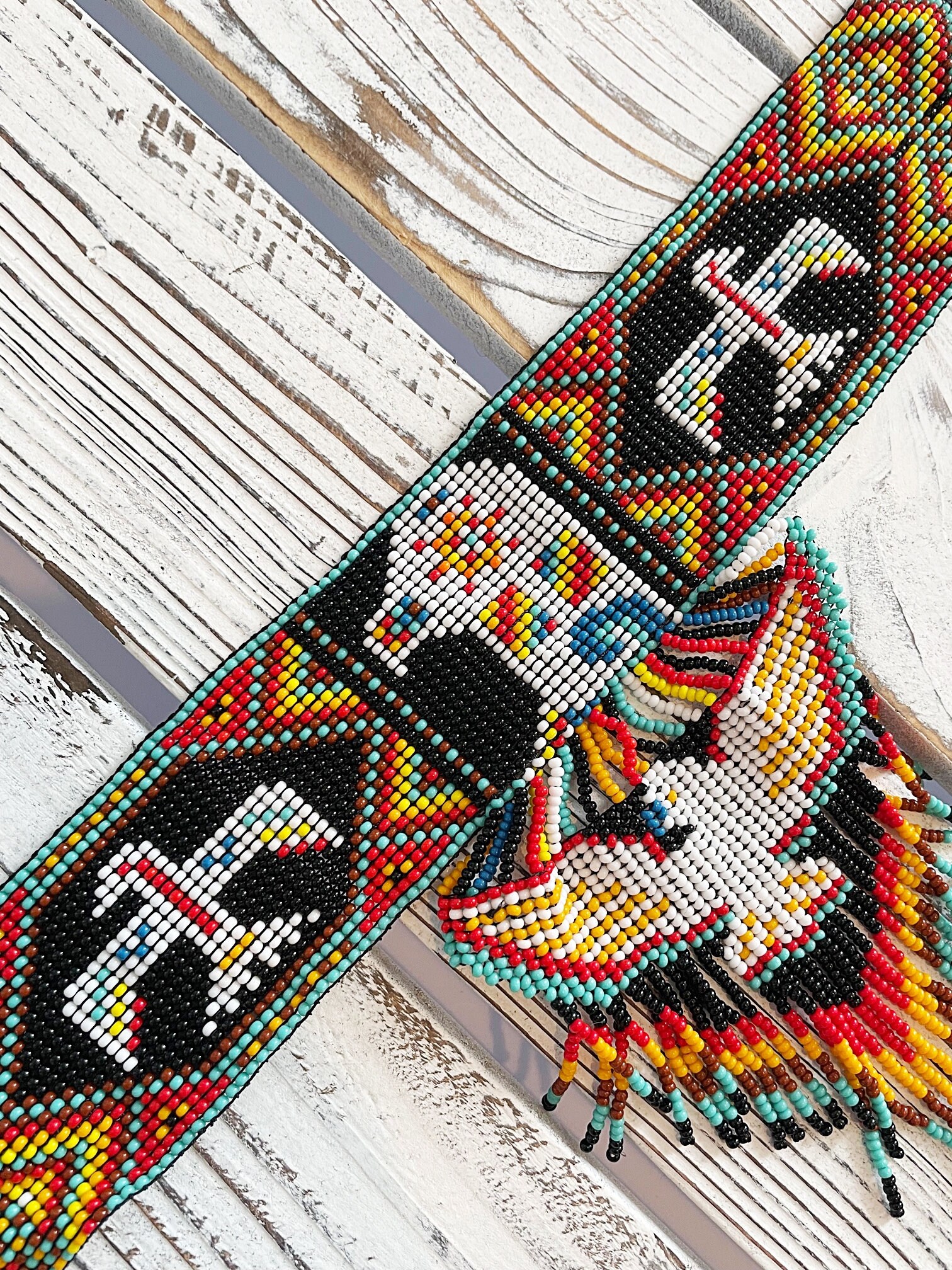 Eagle Choker, Beaded Boho Necklace, Native American Style Beaded Choker