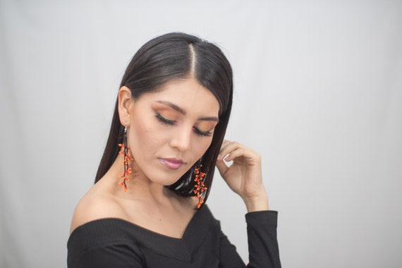 Dangling Boho Earrings, Native American Jewelry, Dainty, Minimalist Earrings, Boho Beaded Earrings, Strand Earrings | Biulu Artisan Boutique