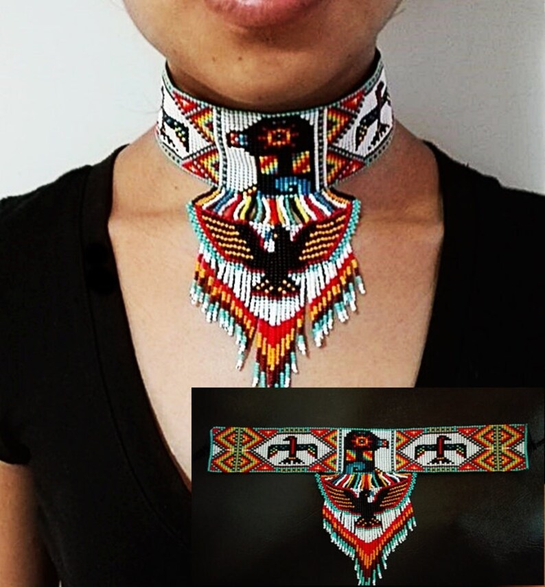Eagle Choker Huichol Eagle Necklace Native American Style Etsy