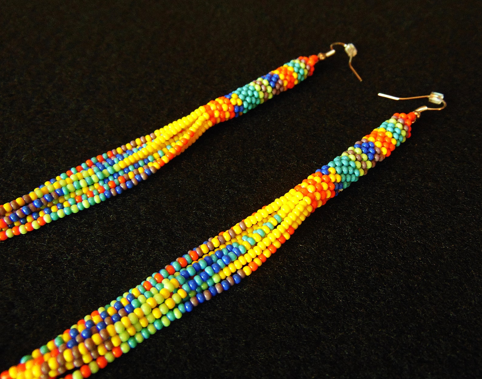 Long Beaded Tube Earrings, Boho Earrings, Seed Bead Earrings, Native ...