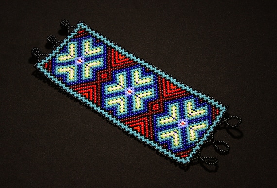 Wixaritari Peyote Bracelet, Beaded Huichol Bracelet, Statement Jewelry, Native American Bracelet, Mexican Bracelet, Cuff Bracelet