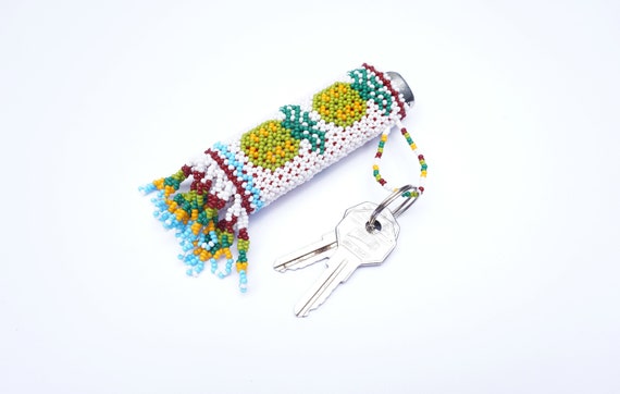 Beaded Pineapple Lighter Case, Huichol Beaded Lighter Case, Native American Bead Work, Decorative Lighter Case, Many Colors, Standard Size