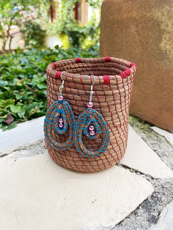Rattan Earrings Native American Beaded Earrings Wicker Beaded