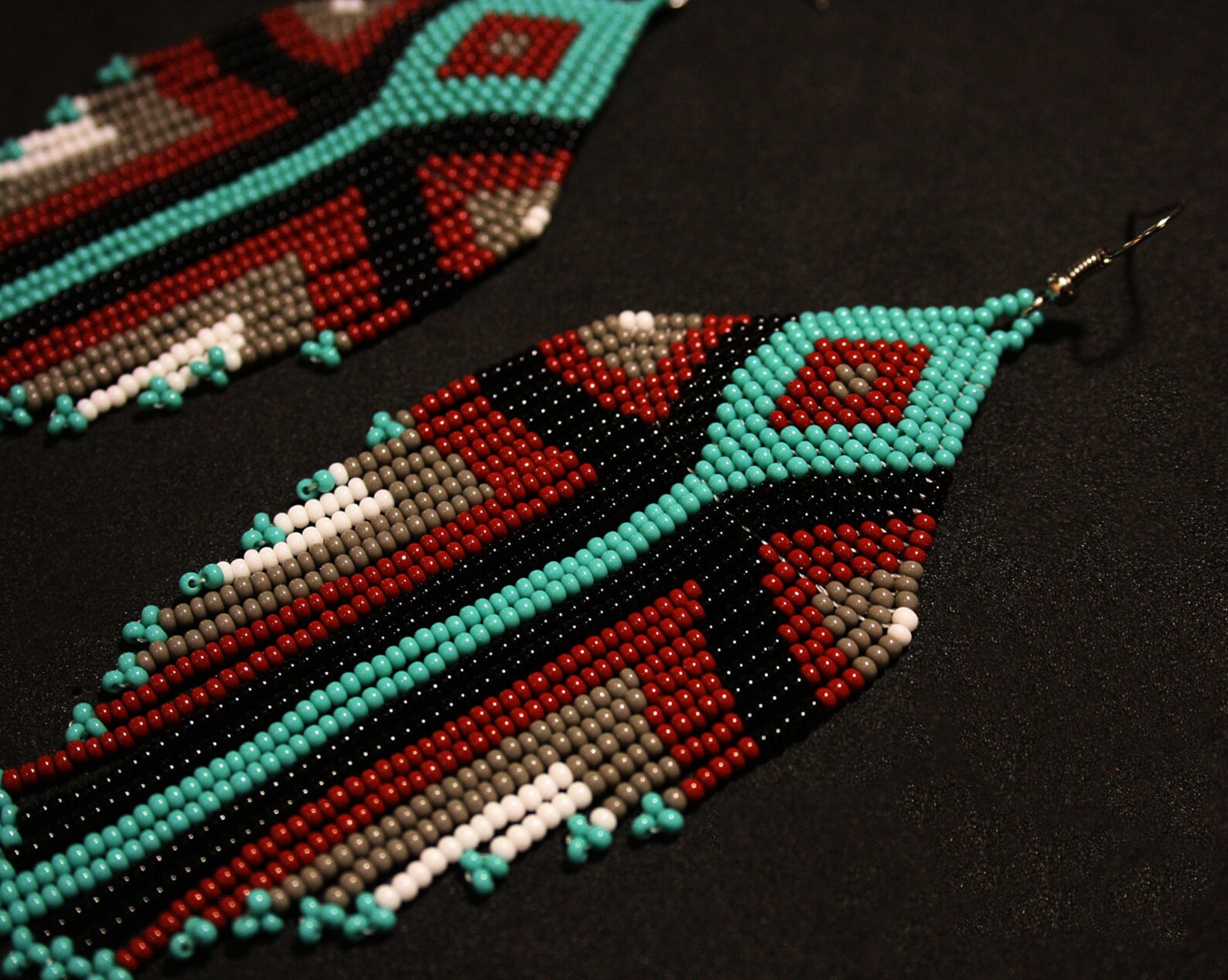 Boho Tribal Chandelier Earrings Native American Beaded Etsy