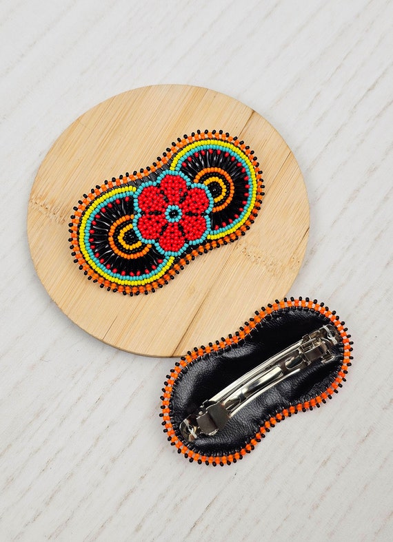 Beaded Boho Barrette, Native American Jewelry, Boho Hair Clip, Indigenous Made, Multicolor, Etsy Jewelry,  | Biulu Artisan Boutique