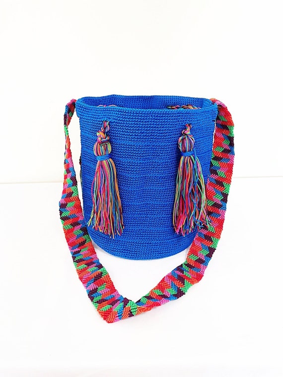 Boho Tassel Bag, Boho Shoulder Bag, Hobo Bag, With Fringe, Indigo, Indigenous Made, Handmade Weaved Bag | Biulu Artisan Boutique