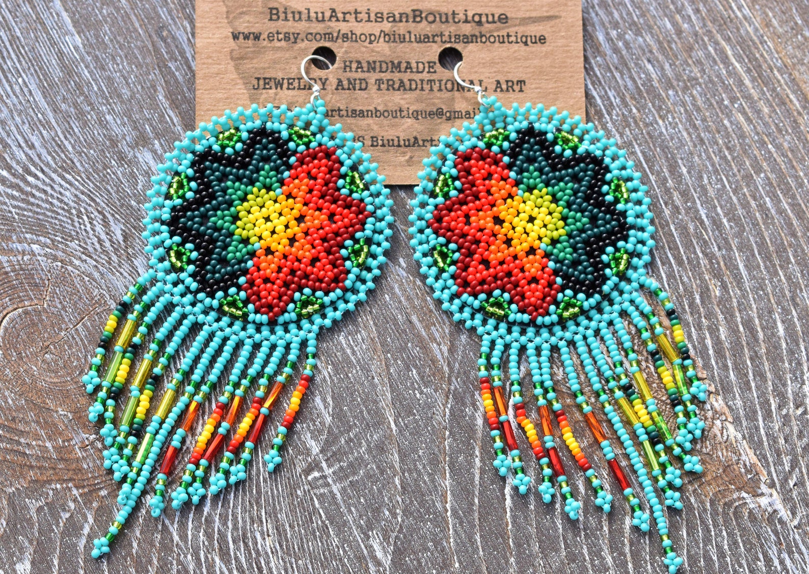 Boho Sun Earrings Native American Beaded Earrings Beaded Etsy Canada