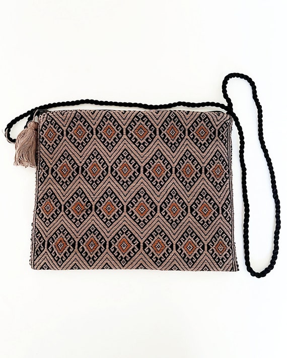 Handloomed Purse, Boho Crossbody Bag, Indigenous Made, Handmade Purse, Gray, Brown, Boho Clutch Purse | Biulu Artisan Boutique
