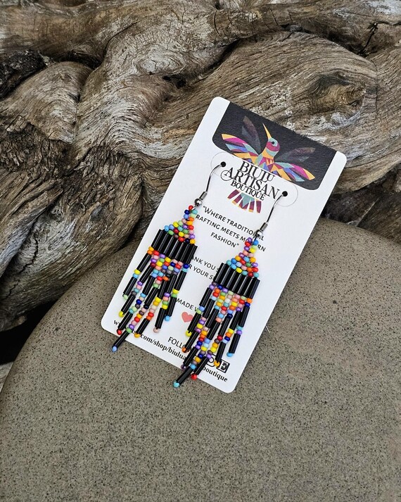 Small Galaxy Earrings, Dainty, Boho Casual, Tribal Accessories, Native American Handmade Jewelry, Huichol Beaded | Biulu Artisan Boutique