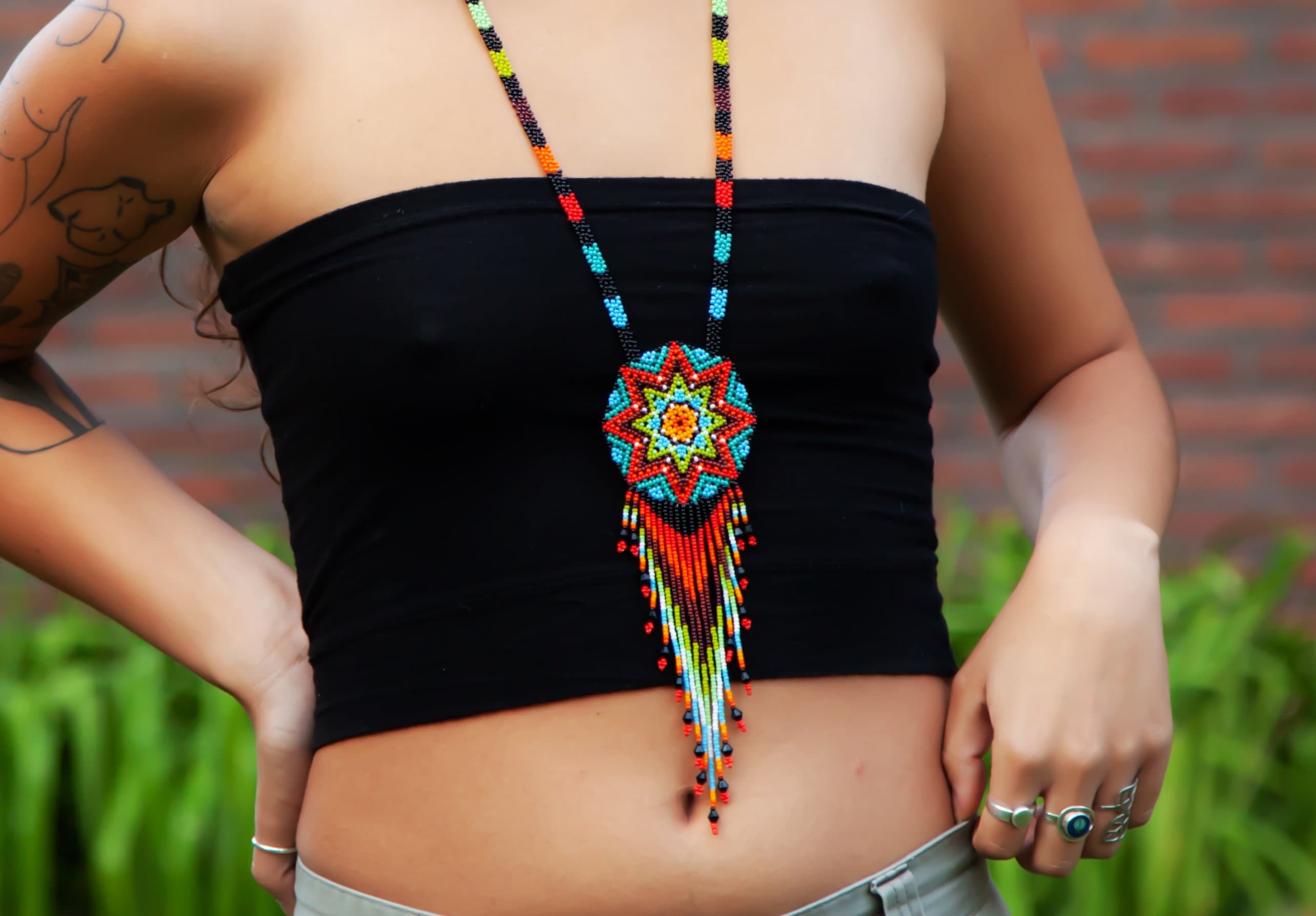 Indigenous beaded necklace deals