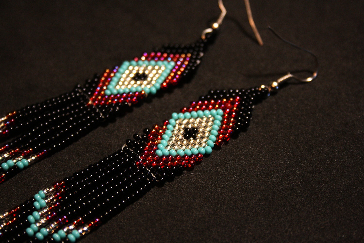 Little Mocha Earrings, Native Beadwork