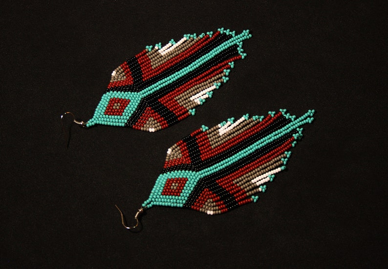 Boho Tribal Chandelier Earrings Native American Beaded Etsy