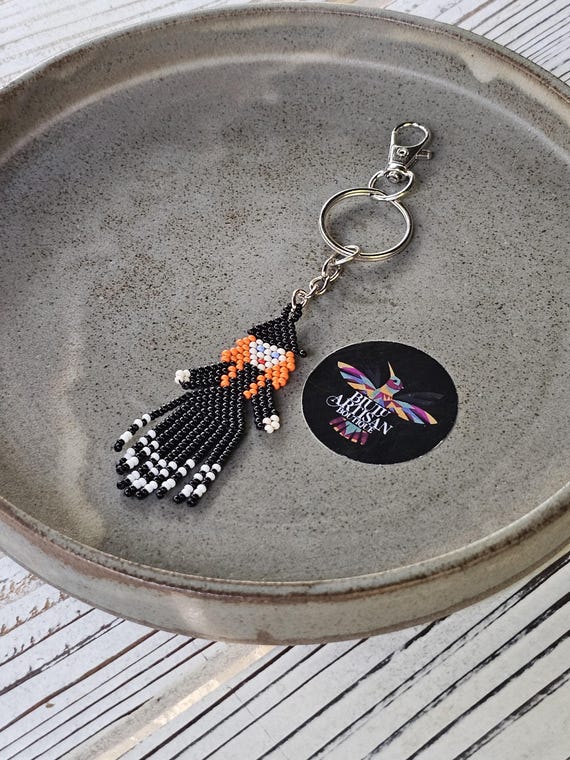 Handmade Witch Keychain, Native American Beading, Boho Keychain, Handmade, Indigenous Made, Beaded, Hallowen | Biulu Artisan Boutique