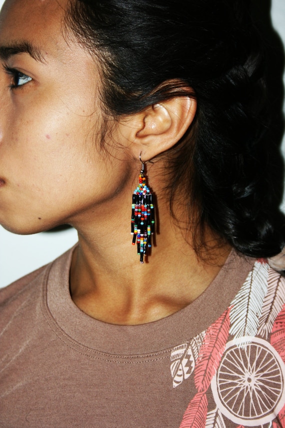 Small Galaxy Earrings, Dainty, Boho Casual, Tribal Accessories, Native American Handmade Jewelry, Huichol Beaded | Biulu Artisan Boutique