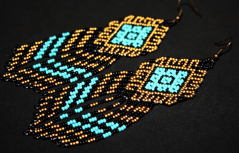 Gold Turquoise Aztec Earrings Aztec Jewelry Traditional Etsy