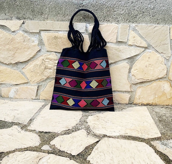 Bohemian Tote Bag, Native American Purse, Handloomed, Embroidered Boho Bag, Colorful, Boho Chic Tote, Handmade | Biulu Artisan Boutique