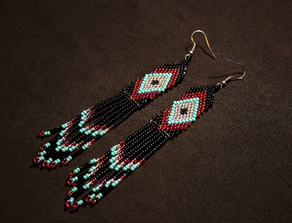 Little Mocha Earrings, Native Beadwork