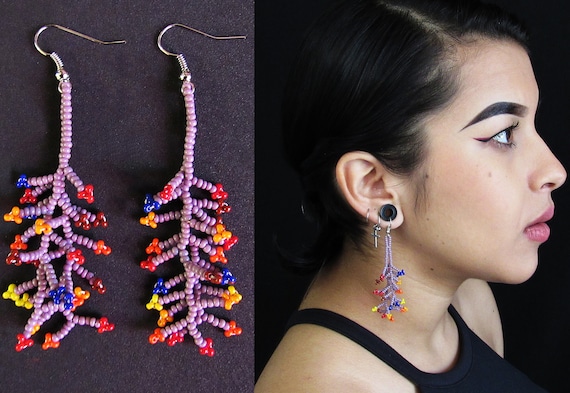 Abstract Art Beaded Earrings, Coral Earrings, Scuba Diver Earrings, Boho Beaded Earrings, Seed Bead Earrings, Something Different