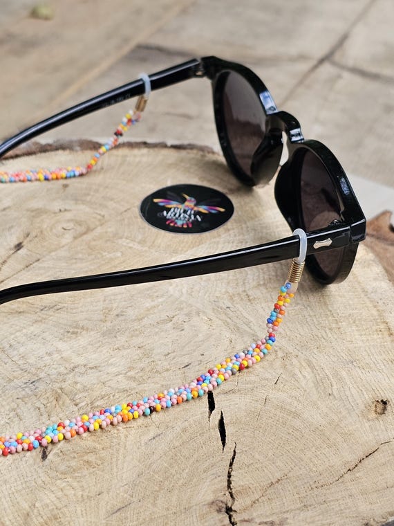 Hand-Stitched Huichol Beaded Glasses Lanyard, Mix colors Eyeglass Chain,