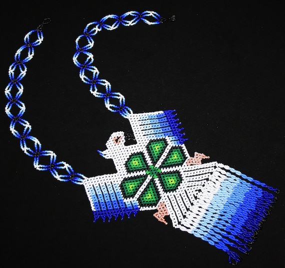 Beaded Eagle Necklace Peyote Necklace Huichol Eagle Necklace
