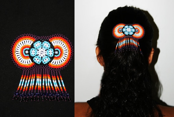 Beaded Boho Barrette, Boho Hair Clip, Native American Jewelry, Indigenous Made, Purple, Handmade, Etsy Jewelry | Biulu Artisan Boutique