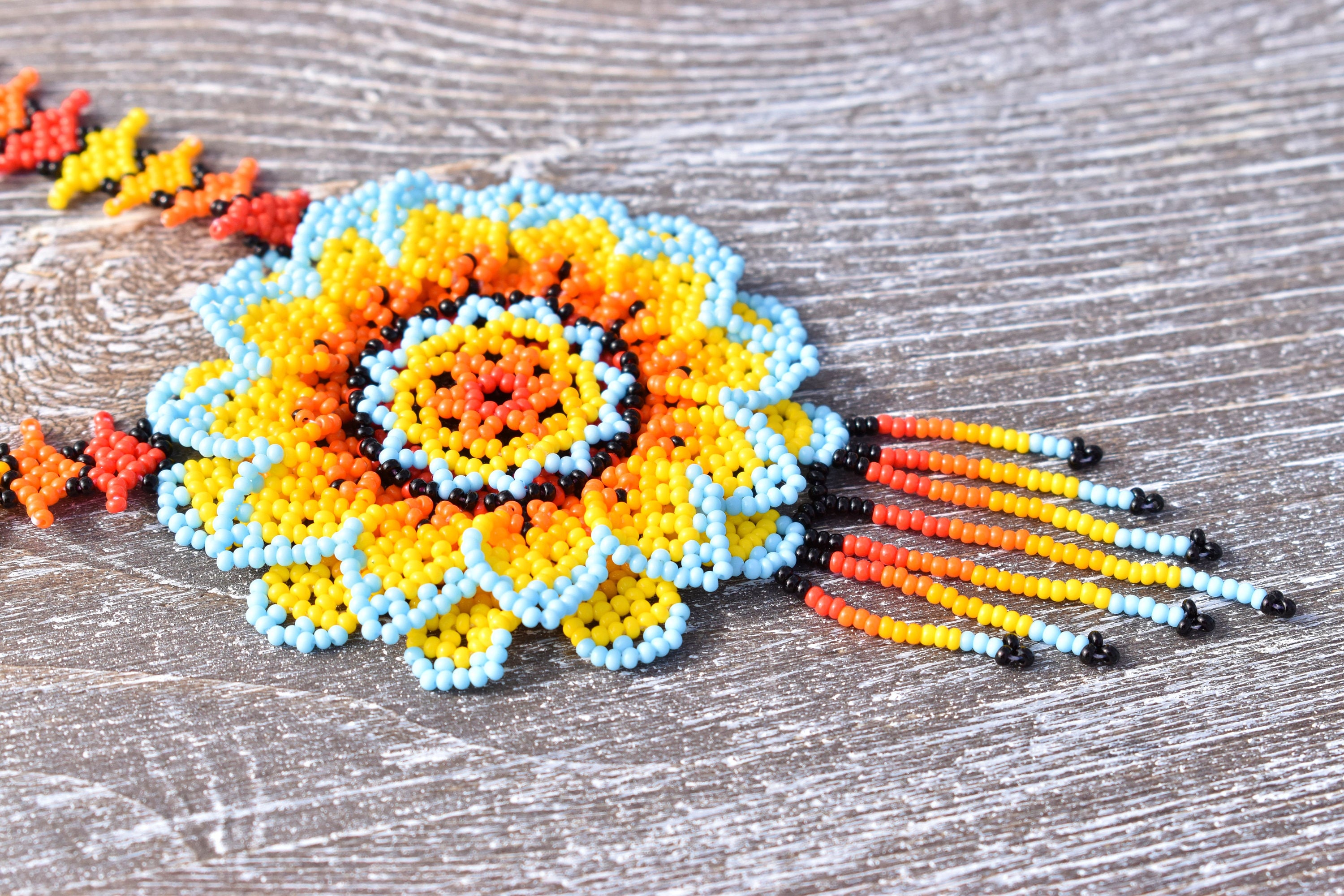 Light Violet Flower Necklace, Boho Beaded Necklace, Native American