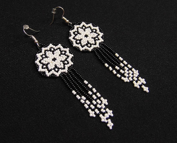 Starburst Earrings, Beaded Stars, Native American Jewelry Huichol, Star Earrings, Cute Circles w/ Tassels | Biulu Artisan Boutique