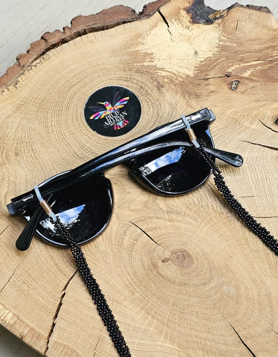 Unisex Sunglasses Lanyard, Black Chain, Hand-Stitched Huichol Beaded Glasses Lanyard, Black Chain, Glasses accessories