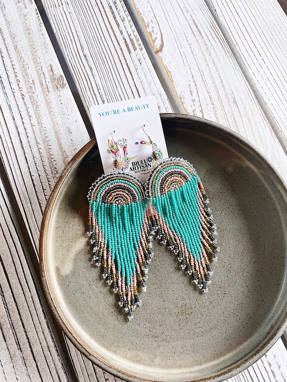 Boho Chandelier Earrings, Native American Beaded Earrings, Beaded Boho Earrings, Statement, Beaded Earrings, Indigenous, Handmade