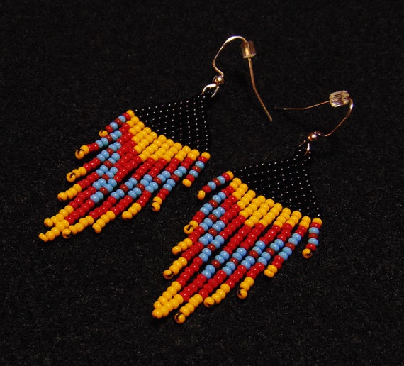 Beaded Dainty Earrings, Cute Chic Earrings, Great Size for Girls, Tribal High Fashion Earrings, Native American Style Earrings, Handmade