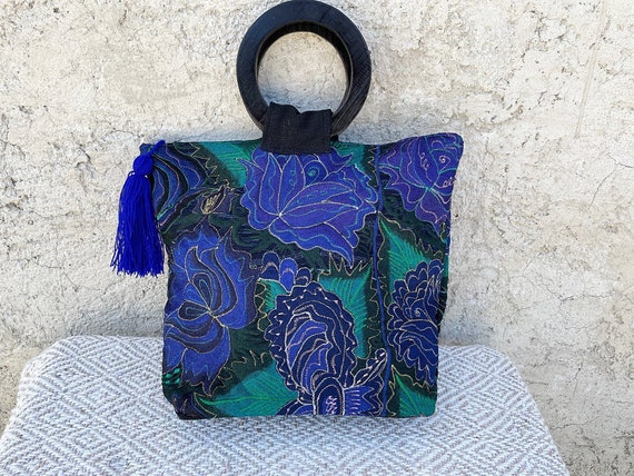 Boho Chic Tote Bag, Bohemian Carryall, Embroidered Flower Purse, Chic Floral Purse, Native American Handmade | Biulu Artisan Boutique