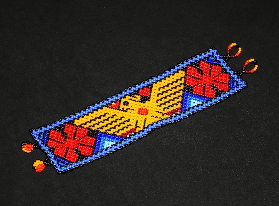 Huichol Eagle Bracelet, Native American Indian Bracelet, Indian Eagle Bracelet, Thunderbird Bracelet, Mexican Indigenous Jewelry