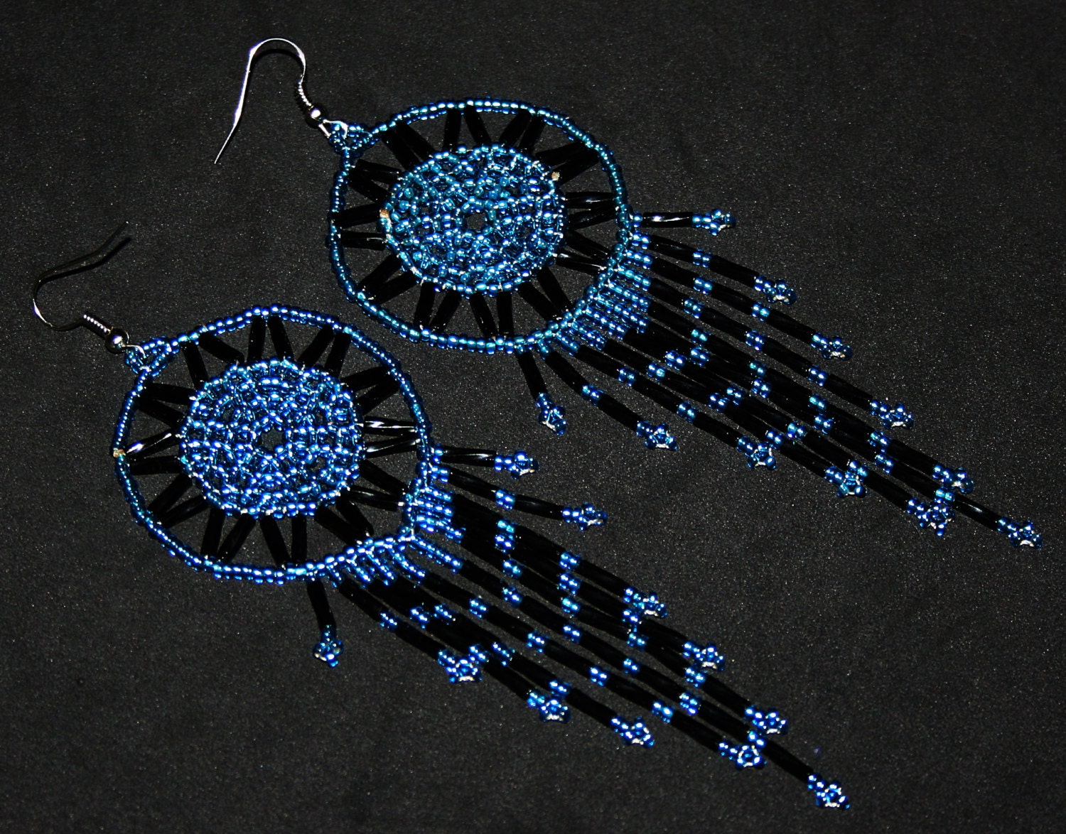 Details about   DREAM CATCHER Native American EARRINGS TURQUOISE BLUE BLACK CROCHET 6cm HOOP new 