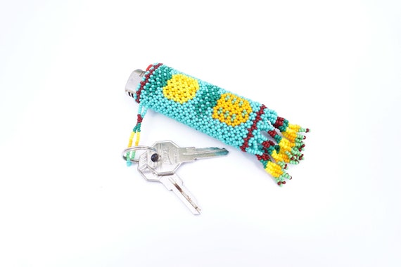 Beaded Pineapple Lighter Case, Huichol Beaded Lighter Case, Native American Bead Work, Decorative Lighter Case, Many Colors, Standard Size