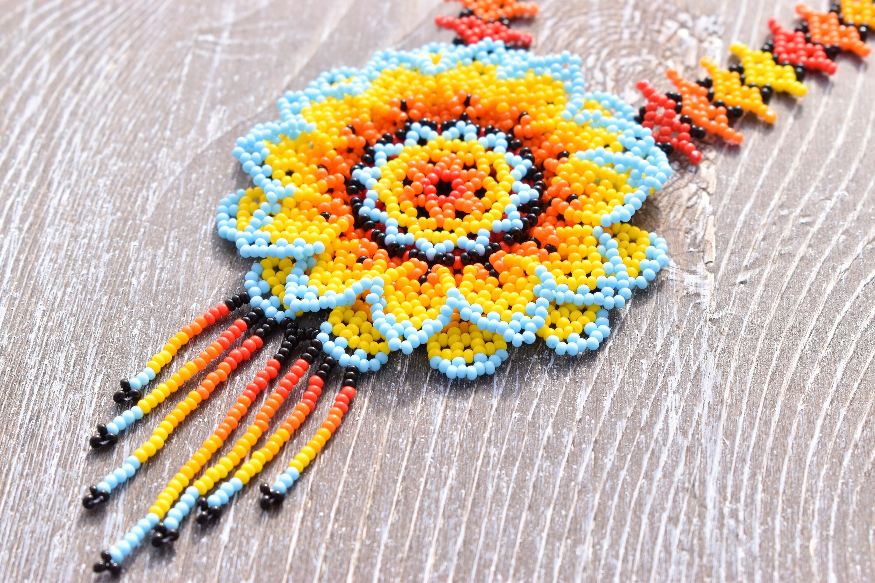 Light Violet Flower Necklace, Boho Beaded Necklace, Native American