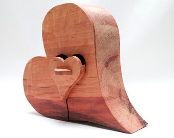 Wooden heart - ring pillow alternative, special ring pillow, gift packaging