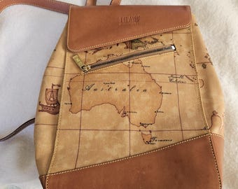 Alviero Martini 1A Classe Geo Collection Back Pack, Italian Shoulder Bag with Purse