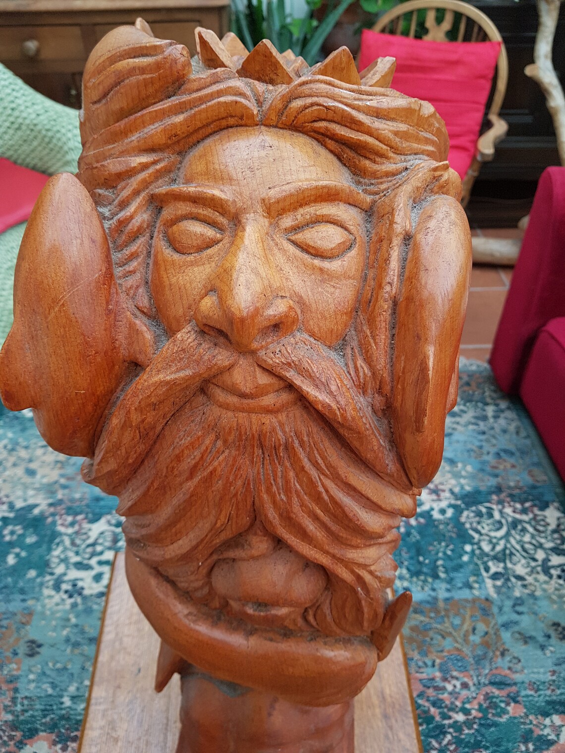 Wood Carving Large Wood Sculpture Manannan Mac Lir Celtic Etsy