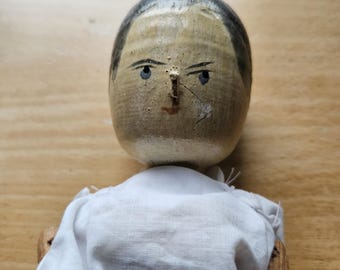 Antique Grodnertal Wooden Peg Doll