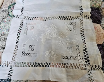3 Antique Nightdress Cases + Sponge Bags,  Hand Embroidered Linen and Lace - Very Pretty