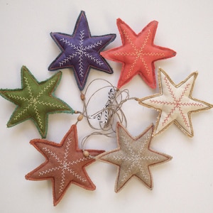 3er Set Sterne, Weihnachtsbaumschmuck, Leinen Hängesterne, Textilsterne handgearbeitet, Weihnachtsdekoration Set