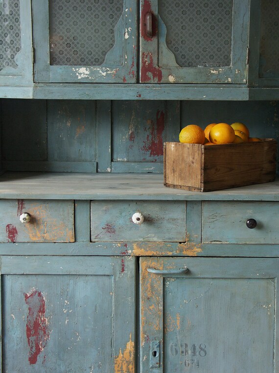 Soldblue Chippy Cupboard Hutch Cabinet With Drawers Etsy