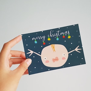 Christmas postcard, Holiday card, Cute weird boy